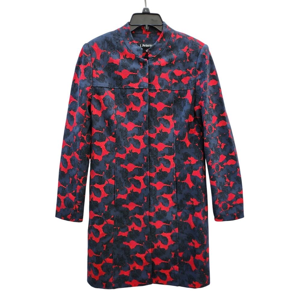 J. Peterman Red & Navy Mandarin Collar Jacket – Size 0